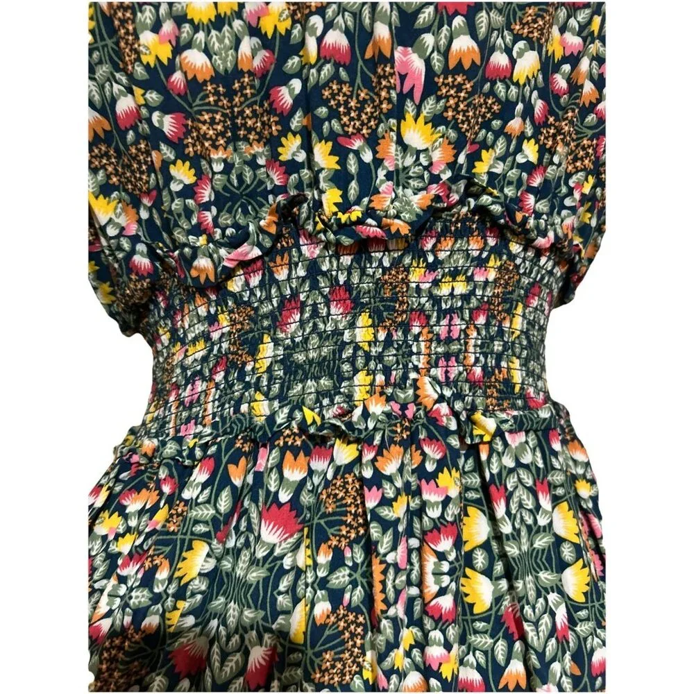EVIE Green Floral Midi Dress Women’s size M Boho Festival Cottagecore - Picture 12 of 14